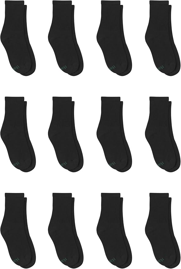 Hanes Boys' Socks Pack, Double Tough Moisture Wicking Ankle, Crew, No Show Socks, 12 & 14 Pair Packs image 3