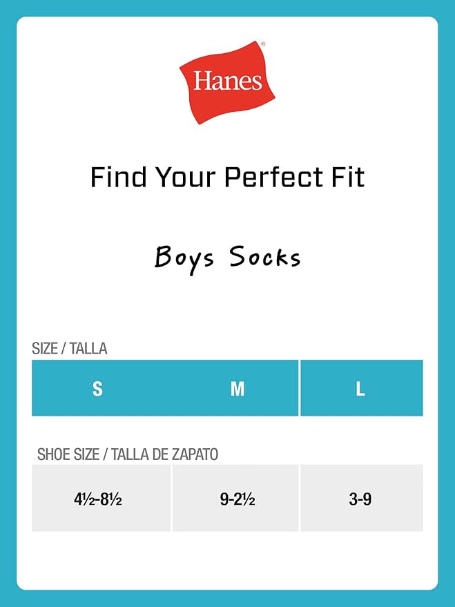 Hanes Boys' Socks Pack, Double Tough Moisture Wicking Ankle, Crew, No Show Socks, 12 & 14 Pair Packs image 5