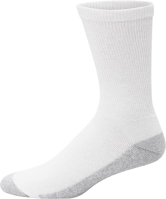 Hanes Men's Double Tough Socks, Crew and Ankle Moisturing Wicking Socks, Black & White, Multi-Packs image 4