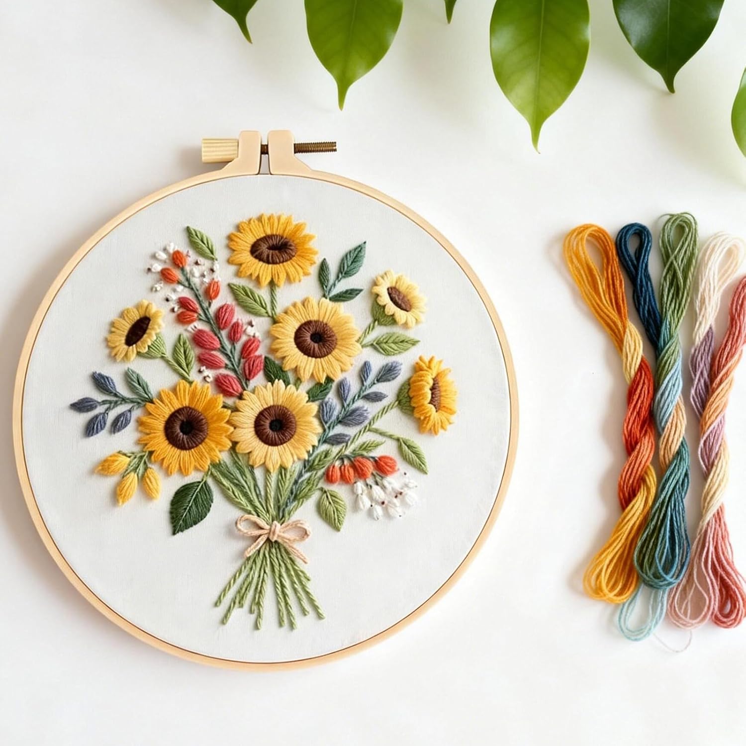 Herdiese Embroidery Kit for Beginners with Flower Pattern – Stamped Cross Stitch Kit Including Fabric, Hoop, Threads, Needles & Instructions – Complete DIY Hand Sewing Craft Set image 5