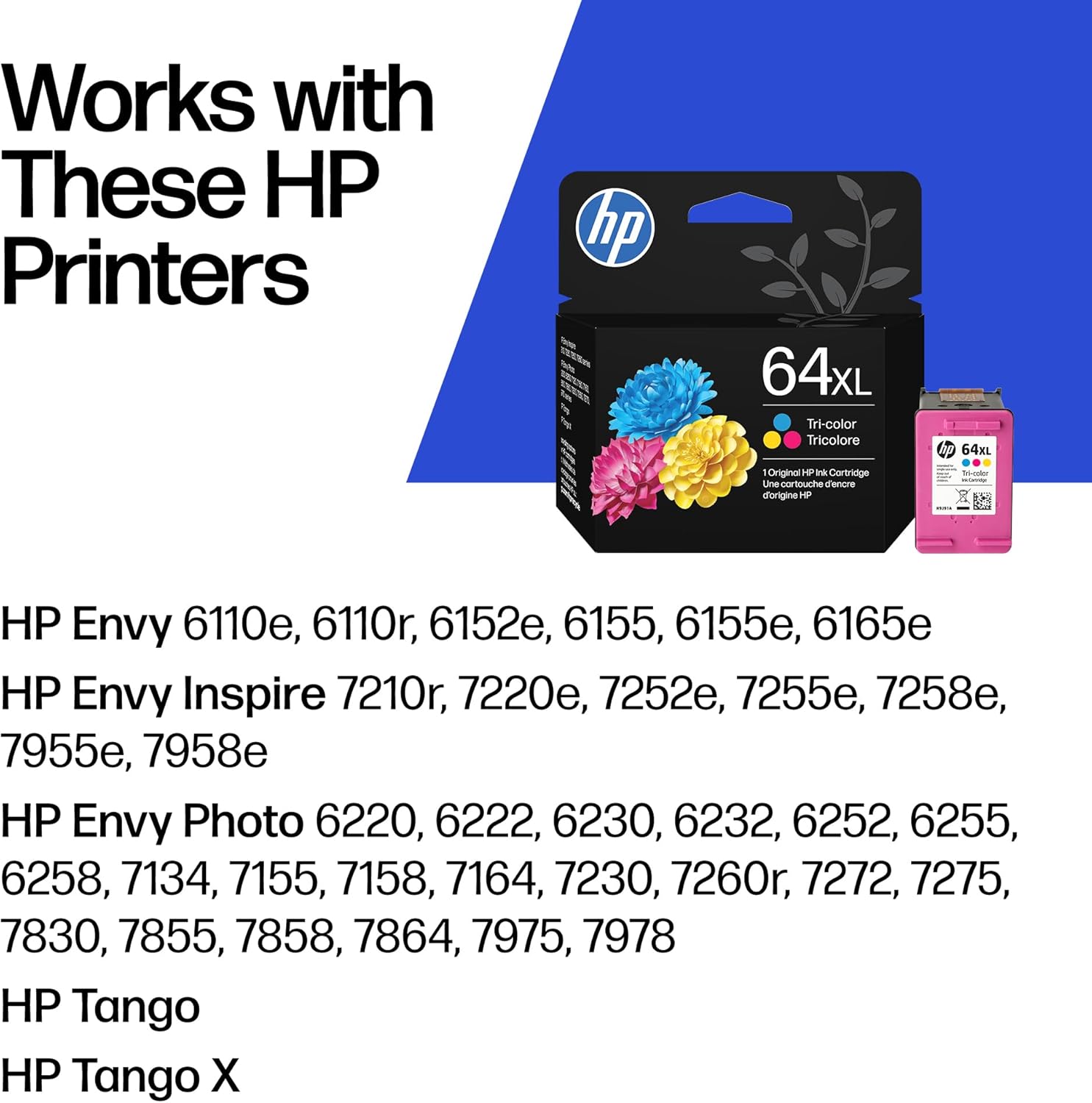 HP 64XL Tri-Color High-Yield Ink Cartridge Printers | N9J91AN image 2