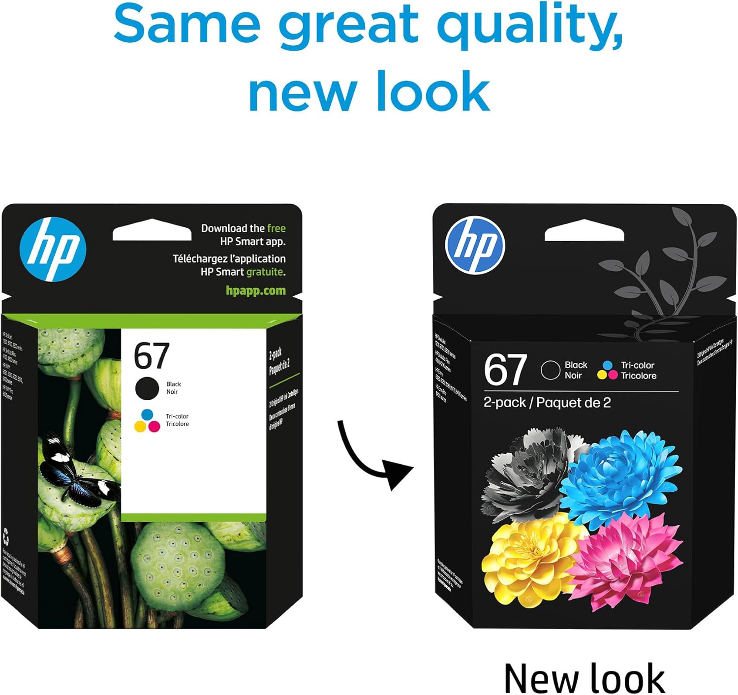 HP 67 Black/Tri-Color Ink Cartridges (2-Pack) | Works with DeskJet 1255, 2700, 4100, Envy 6000, 640 | 3YP29AN image 2