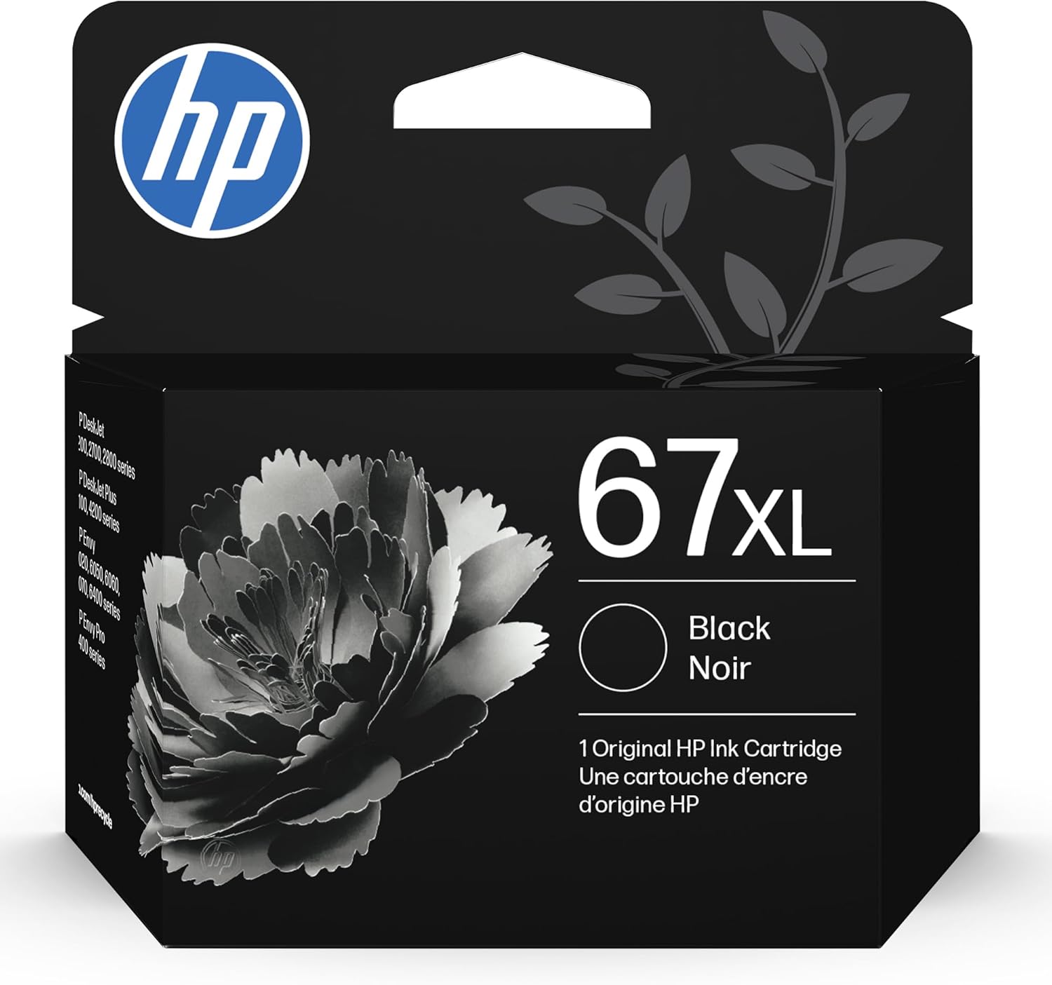 HP 67XL Black High-Yield Ink Cartridge | Works with DeskJet 1255, 2700, 4100, Envy 6000, 6400 Series | 3YM57AN