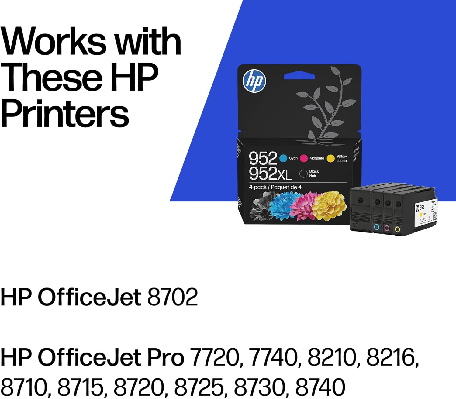 HP 952XL Black + 952 Cyan, Magenta, Yellow Ink | N9K28AN image 2