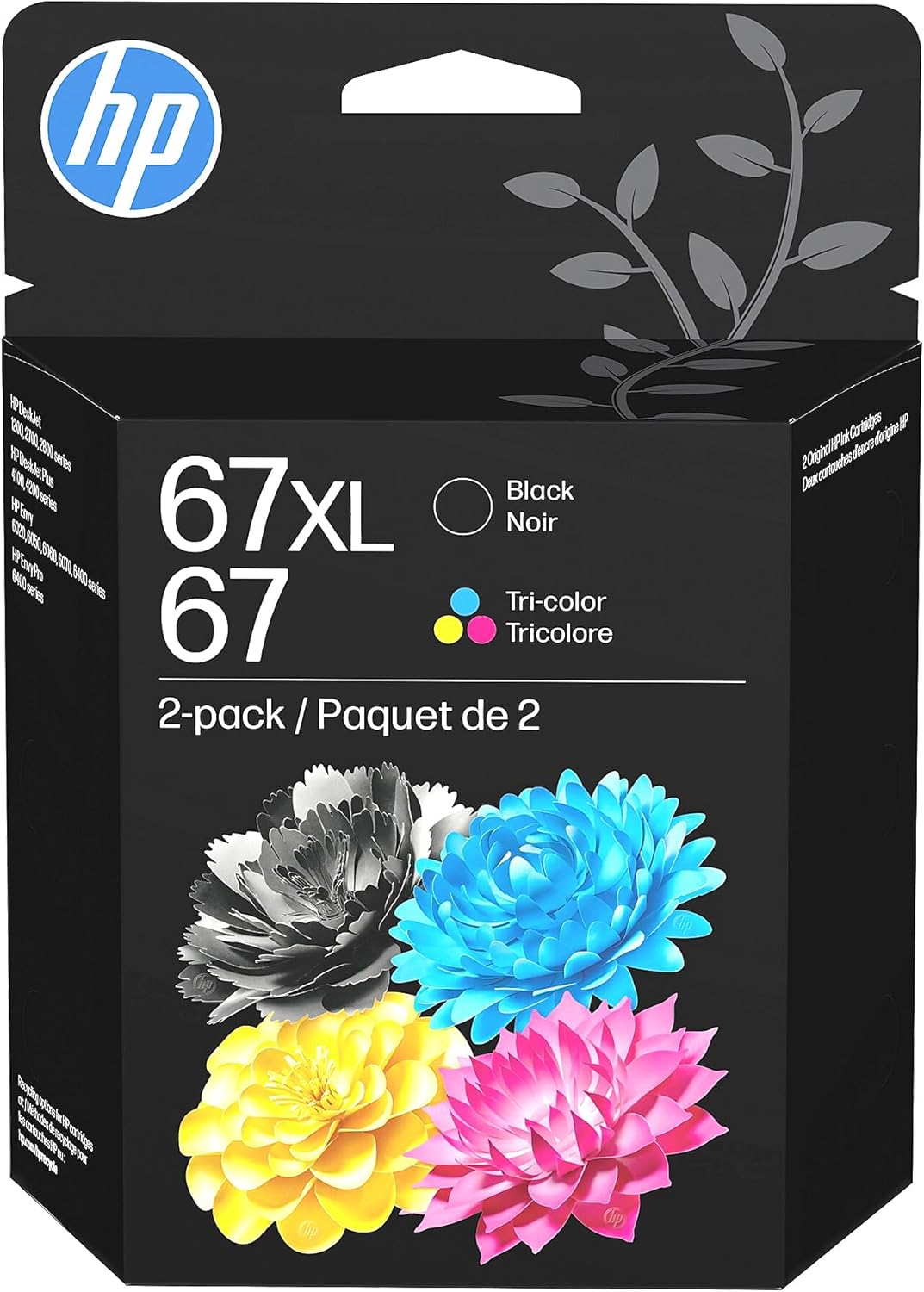 HP Original 67 Tri-Color / 67XL Black Ink Cartridges (2-Pack) | 3YP30AN