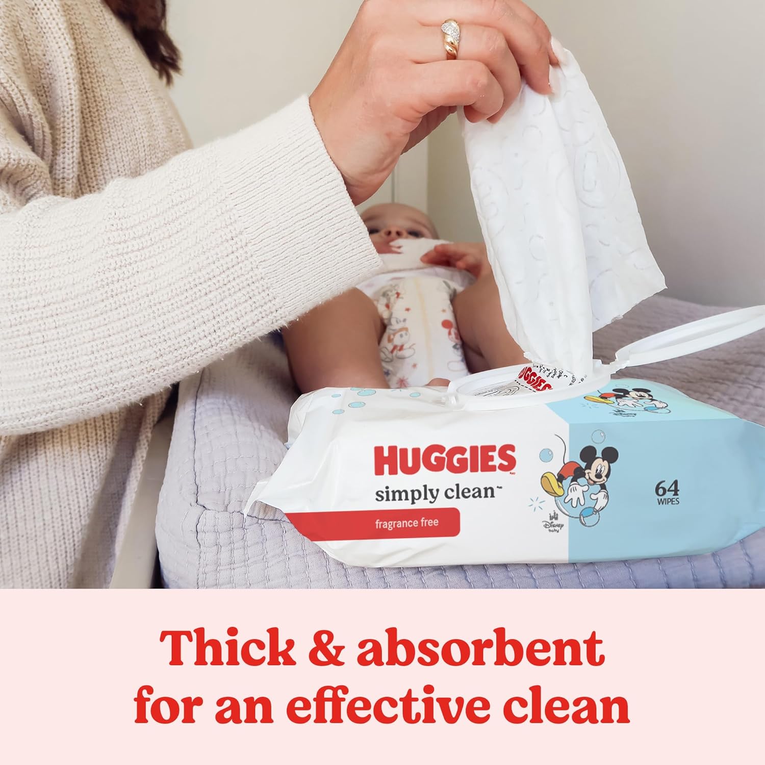 Huggies Simply Clean Unscented Baby Diaper Wipes, 11 Flip-Top Packs (704 Wipes Total), Packaging May Vary image 4