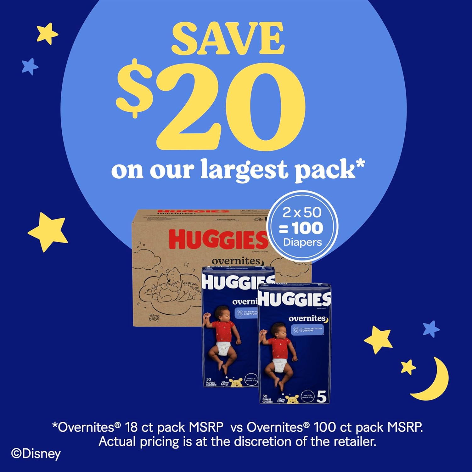 Huggies Size 5 Overnites Baby Diapers: Overnight Diapers, Size 5 (27+ lbs), 100 Ct (2 Packs of 50), Packaging May Vary image 5