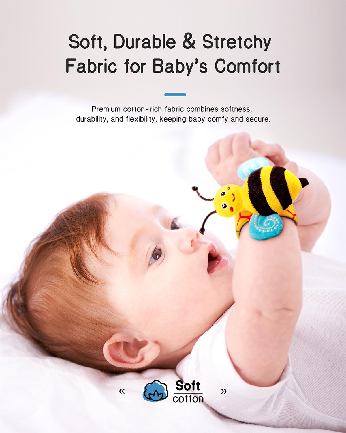 Infinno Baby Wrist Rattle Socks and Foot Finder Set, Perfect Baby Toys for 0-12 Months Newborn Boys and Girls As Shower Gifts, Garden Bug Series image 2
