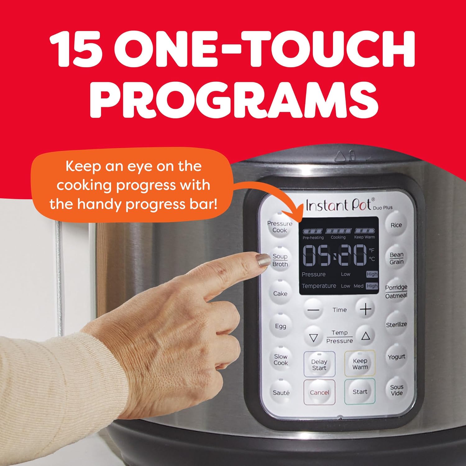 Instant Pot Duo Plus 9-in-1 Multicooker, Pressure Cooker, Slow Cook, Rice Maker, Steamer, Sauté, Yogurt, Warmer & Sterilizer, Includes App with Over 800 Recipes, Stainless Steel, 6 Quarts image 5