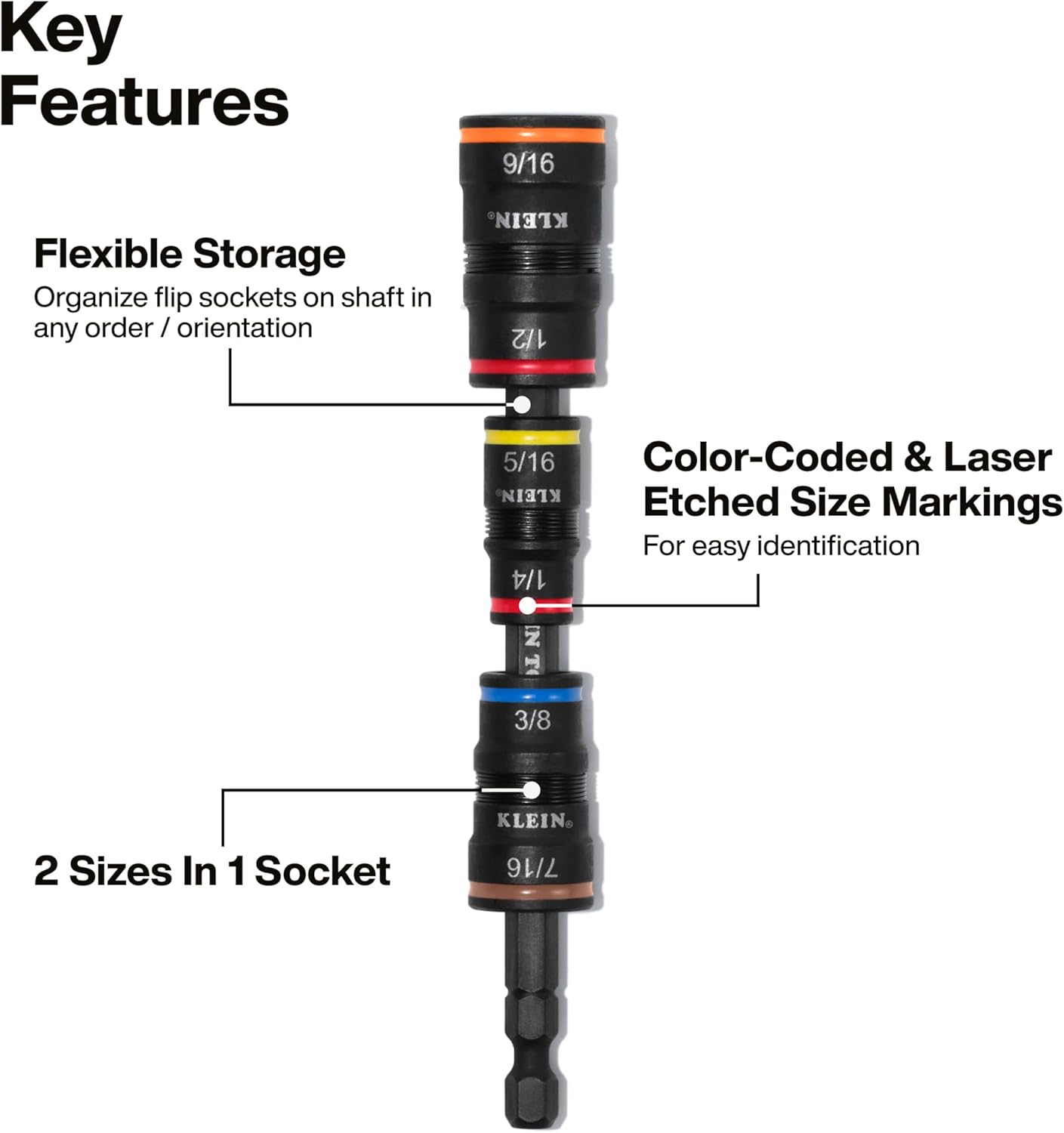 Klein Tools 32303HD Impact Driver Set, 20-in-1 SAE Impact Rated Sockets and Screwdriver Tool with Phillips, Slotted, Square and Torx Tips image 3