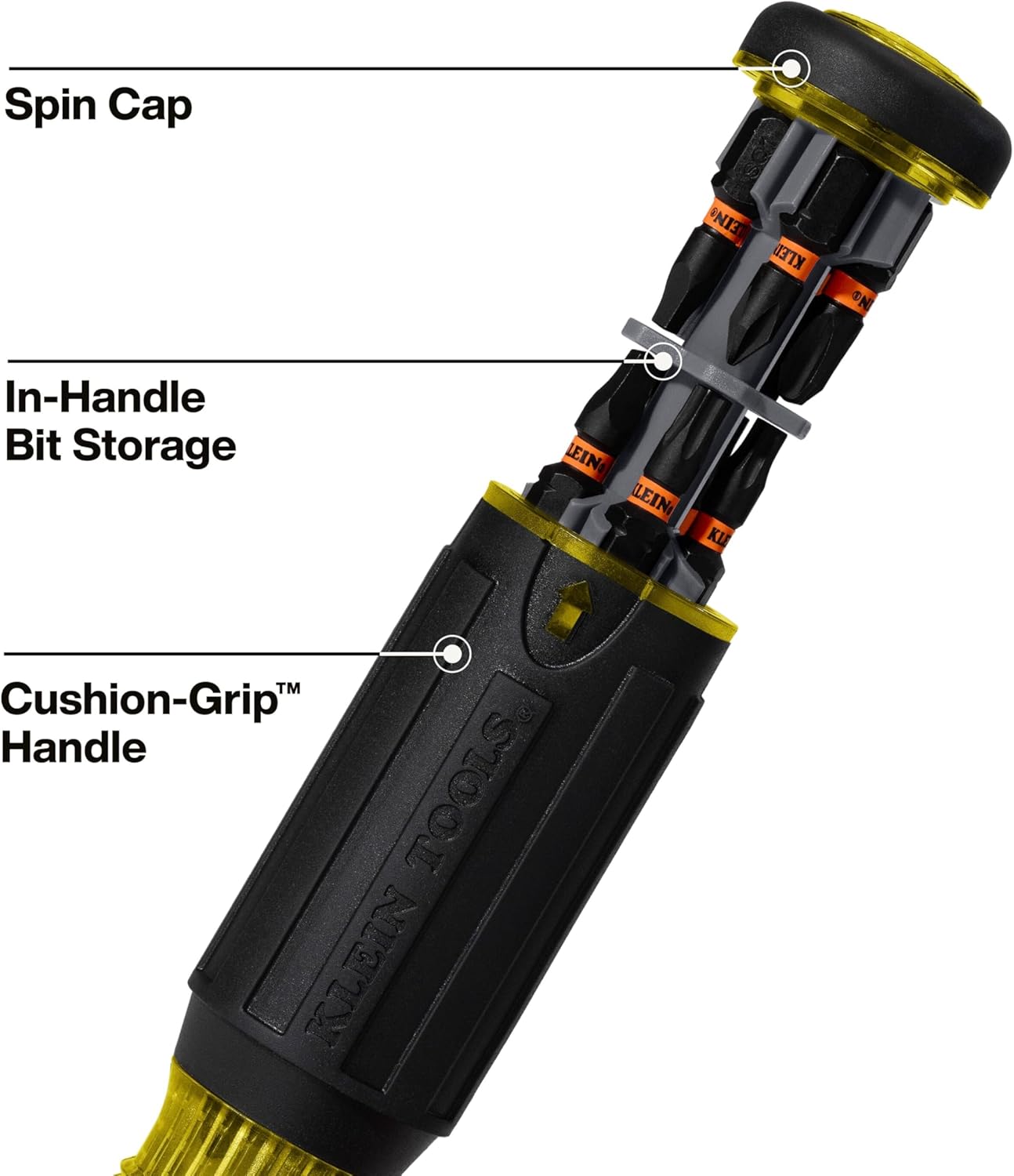 Klein Tools 32516HD KNECT 16-in-1 Impact-Rated Hybrid Screwdriver/Nut Driver, Magnetic, Flip Socket, 11 Bits, 2 Nut Drivers, 3/8-Inch Square Adapter image 6