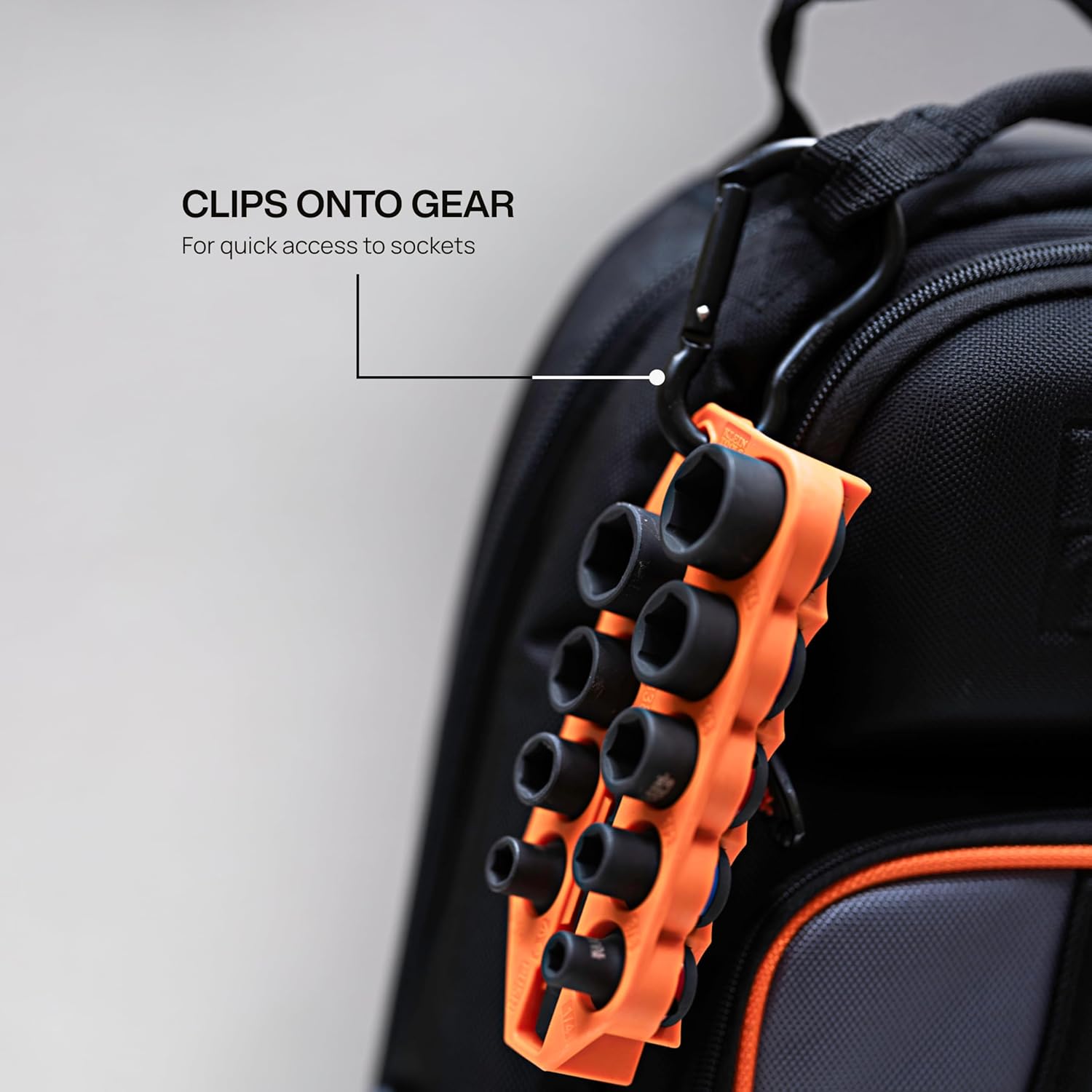 Klein Tools 33809 Grab-And-Go Impact Socket Set, SAE, 10-Piece Set with Sleeve, Carabiner, and 3/8-Inch Drive, Color-Coded 1/4, 5/16, 3/8, 7/16, 1/2, 9/16, 5/8, 11/16, and 3/4-Inch Sockets image 3