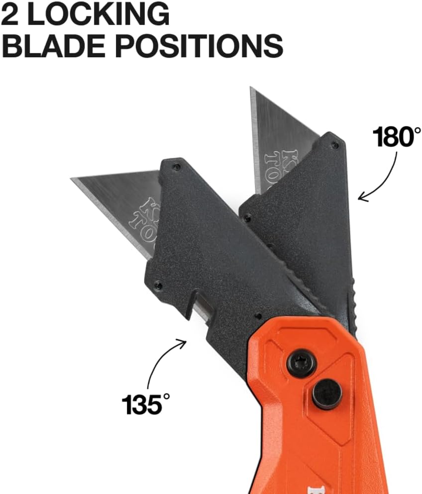 Klein Tools 44306 FLICKBLADE 2-in-1 Folding Utility Knife and Scraper with Built-In Blade Storage, Dual Locking Positions, Includes 3 Triple-Ground Carbon Steel Blades image 3