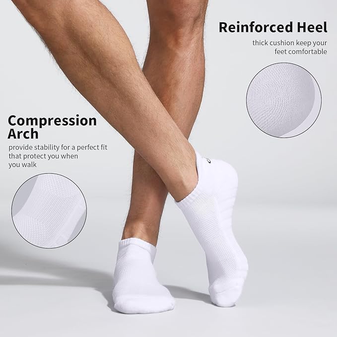 Lapulas Athletic Running Ankle Socks, Low Cut Cushioned Anti-Blister Tab Sports Socks Men Women 6Pairs image 3