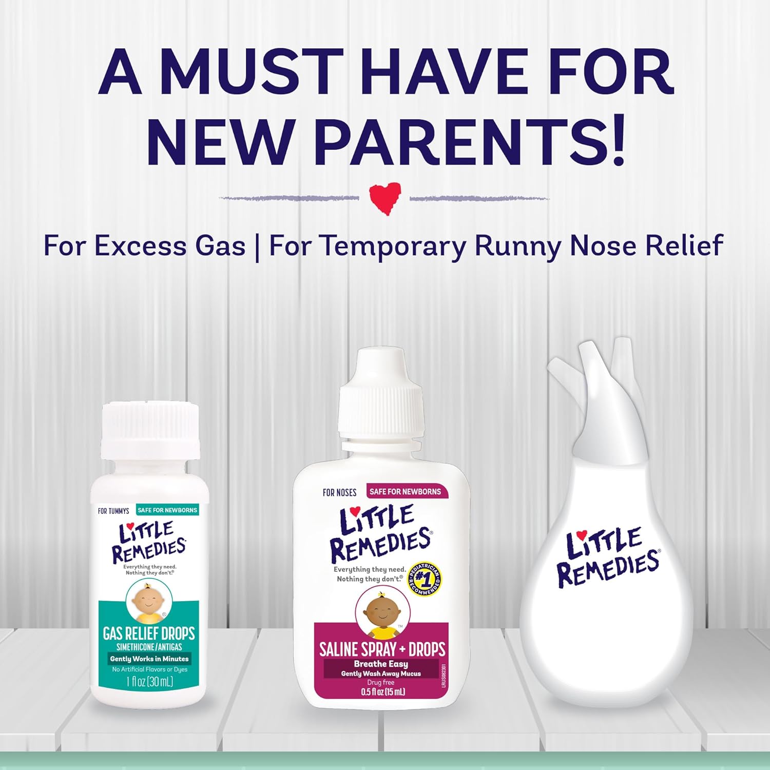 Little Remedies New Baby Essentials Kit with Saline Nasal Spray, Diaper Rash Cream, Gas Relief Drops, Gripe Water & More, Safe for Newborns image 2