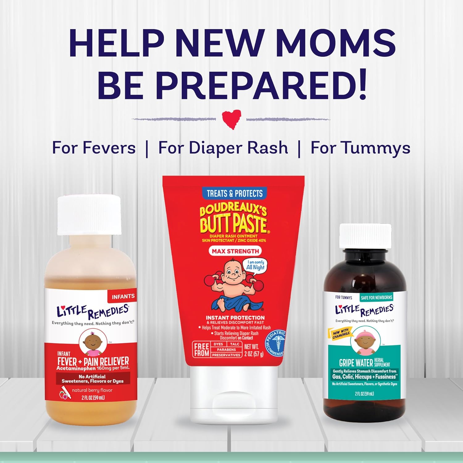 Little Remedies New Baby Essentials Kit with Saline Nasal Spray, Diaper Rash Cream, Gas Relief Drops, Gripe Water & More, Safe for Newborns image 3