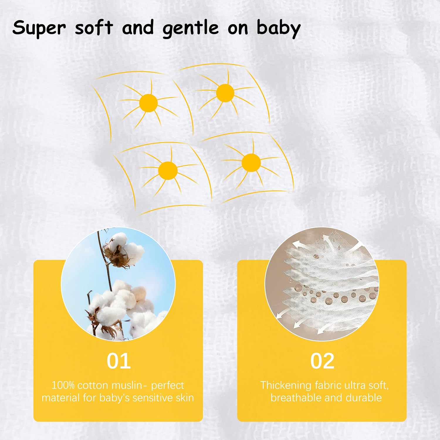 Lovely Care 12 Pack Muslin Burp Cloths 100% Cotton Muslin Cloths Large 20''x10'' Extra Soft and Absorbent Baby Burping Cloth - White image 5