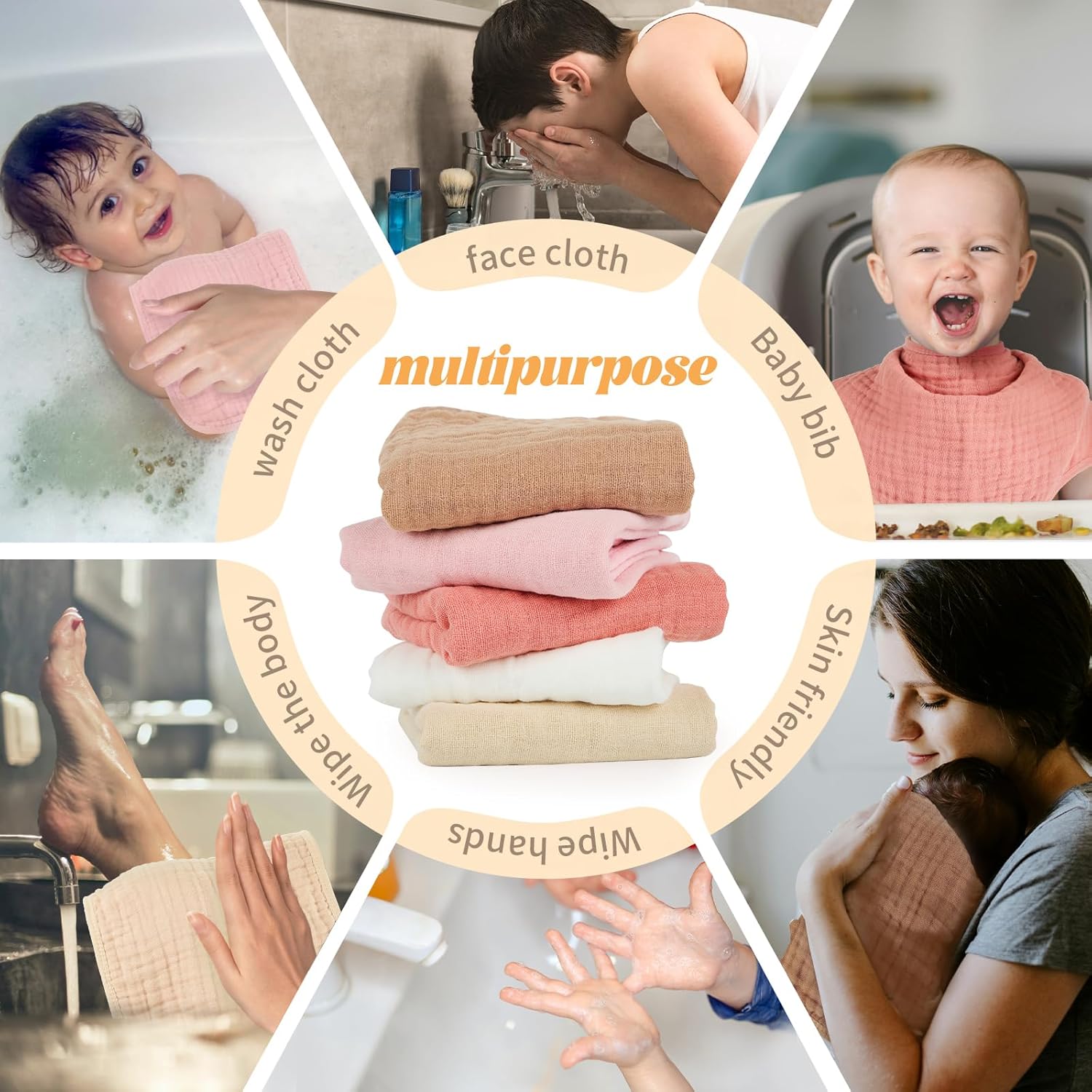 MIGIOL Muslin Burp Cloths 100% Cotton Baby Burp Cloths Soft, Absorbent 10x20 inches for Girls and Boys Baby Essentials image 4