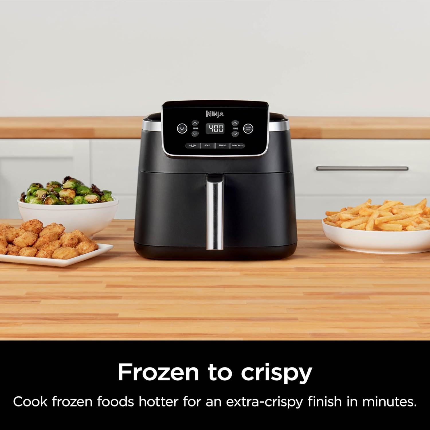 Ninja Air Fryer with Air Crisp | 5 QT Capacity fits up to 4lbs of Fries | 4-in-1 Pro Air Fry, Roast, Reheat, Dehydrate | 400°F Max Temp | 1750 Watts | W/Nonstick Basket & Crisper Plate | Grey | AF141 image 5