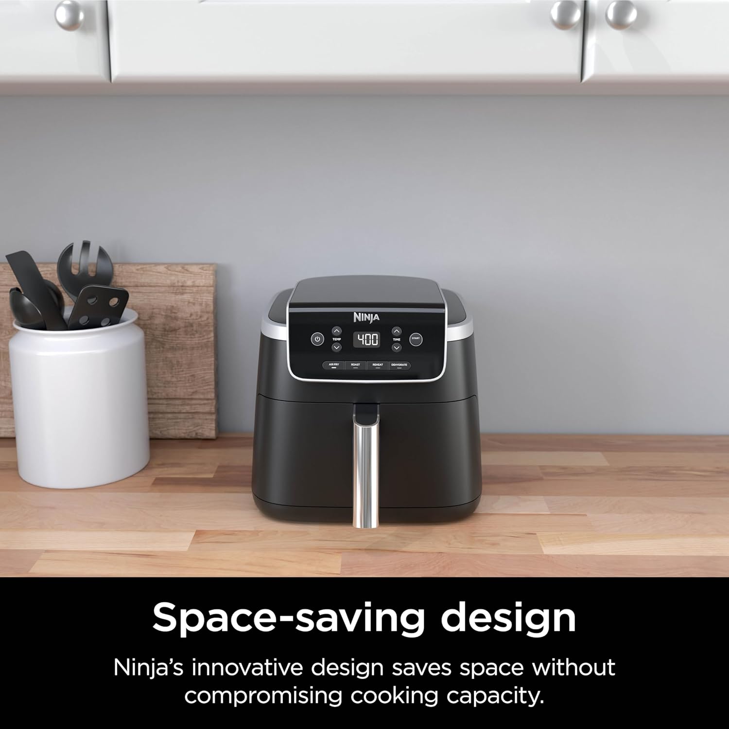 Ninja Air Fryer with Air Crisp | 5 QT Capacity fits up to 4lbs of Fries | 4-in-1 Pro Air Fry, Roast, Reheat, Dehydrate | 400°F Max Temp | 1750 Watts | W/Nonstick Basket & Crisper Plate | Grey | AF141 image 6