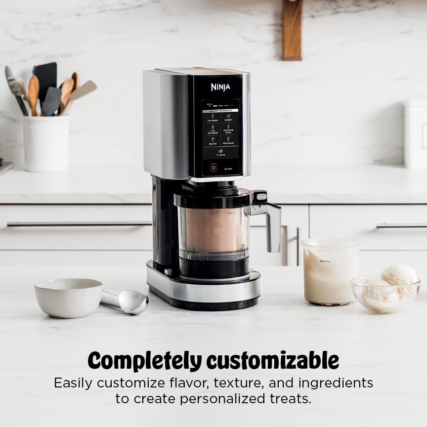 Ninja NC301 CREAMi Ice Cream Maker, for Gelato, Mix-ins, Milkshakes, Sorbet, Smoothie Bowls & More, 7 One-Touch Programs, with (2) Pint Containers & Lids, Compact Size, Perfect for Kids, Silver image 5