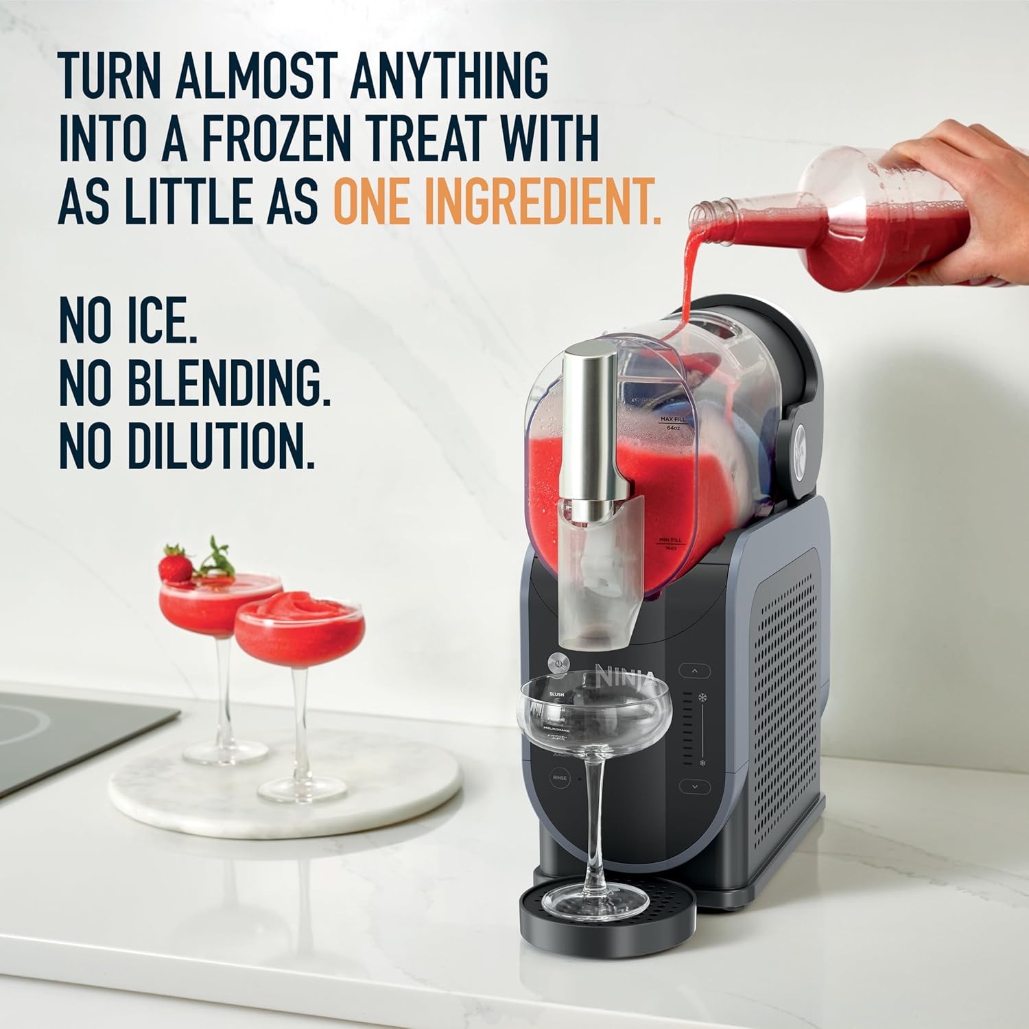Ninja SLUSHi Frozen Drink & Slushie Machine with RapidChill Technology | 88 oz. Easy Fill Vessel | 5 Preset Programs | Make Margaritas, Frappés, & More | With Dishwasher Safe Parts | Black | FS301 image 3