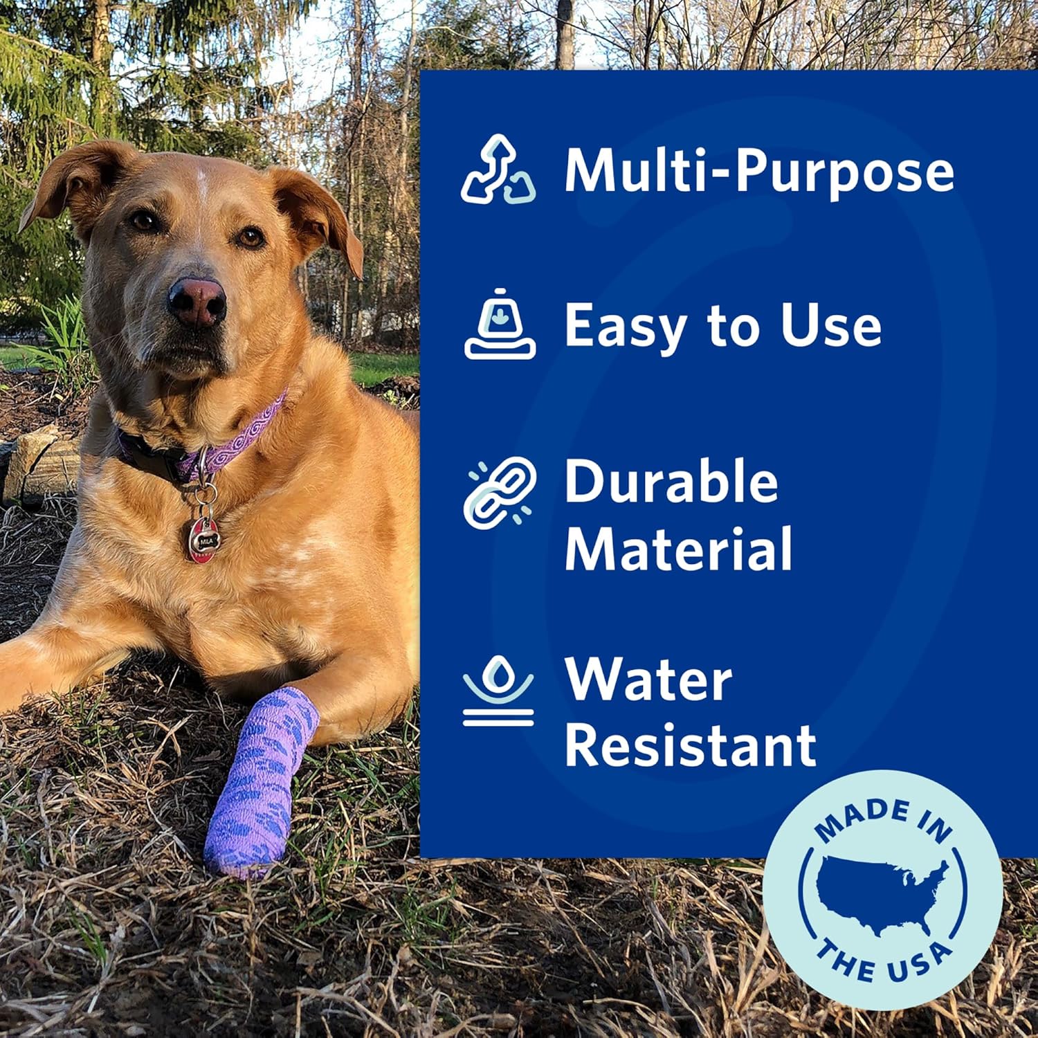 OVIK Health PetFlex No Chew – Flexible Self-Adhering Elastic Bandage for Wound Care – First Aid Wrap for Small Animals Like Dogs, Cats, and Other Pets - 2 inch, 2 Rolls image 2
