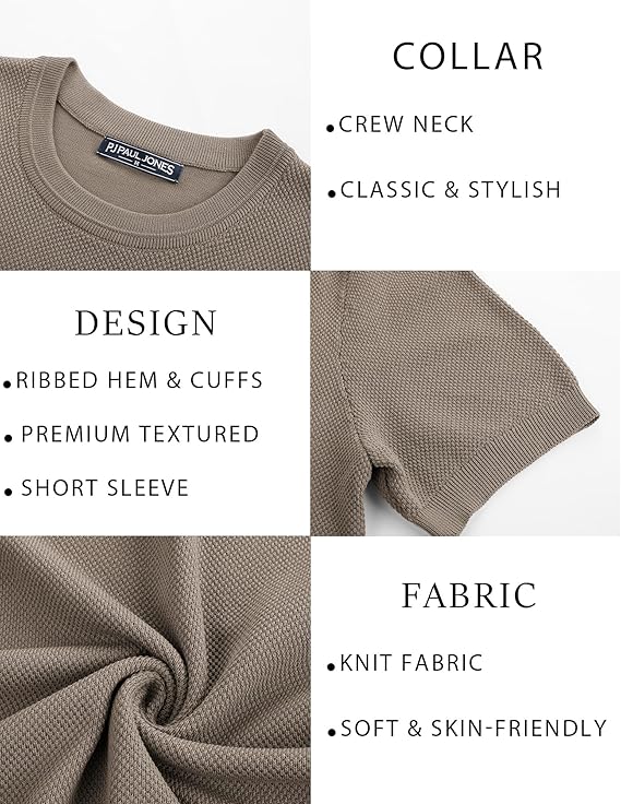 PJ PAUL JONES Mens Casual T-Shirts Classic Short Sleeve Knit Tees Crewneck Solid Tee Shirts image 5