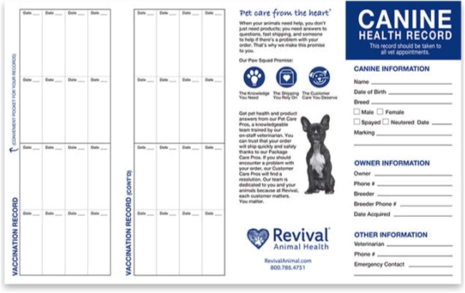 Revival Animal Health, Dog Health Record Booklets, Track Vaccinations, Exams, Deworming & Treatments – Veterinary Record Keeper, Customizable & Compact Format for Pet Owners, Shelters & Vets, 25 Pack image 2