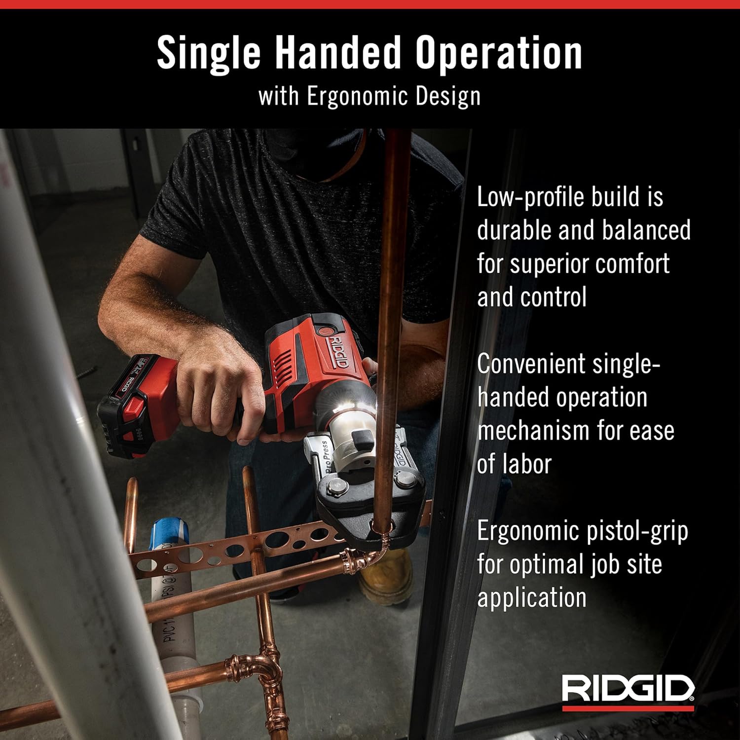 RIDGID 67053 RP 350 ProPress 8-Piece Pressing Tool Kit with 18-Volt Battery, Charger, 4 ProPress Press Tool Jaws (1/2" to 2"), and Case image 4