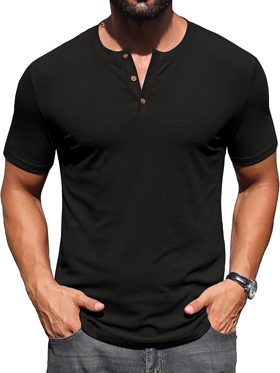 Sailwind Mens Muscle Henley Shirts Lightweight Workout T-Shirt Gym Tee Athletic Short Sleeve with Button image 6