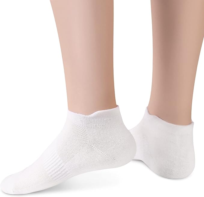 Sallking Women's Ankle Cotton Socks - Low Cut Athletic Running Soft Thin No Show White Socks With Tab 6 Pairs image 2