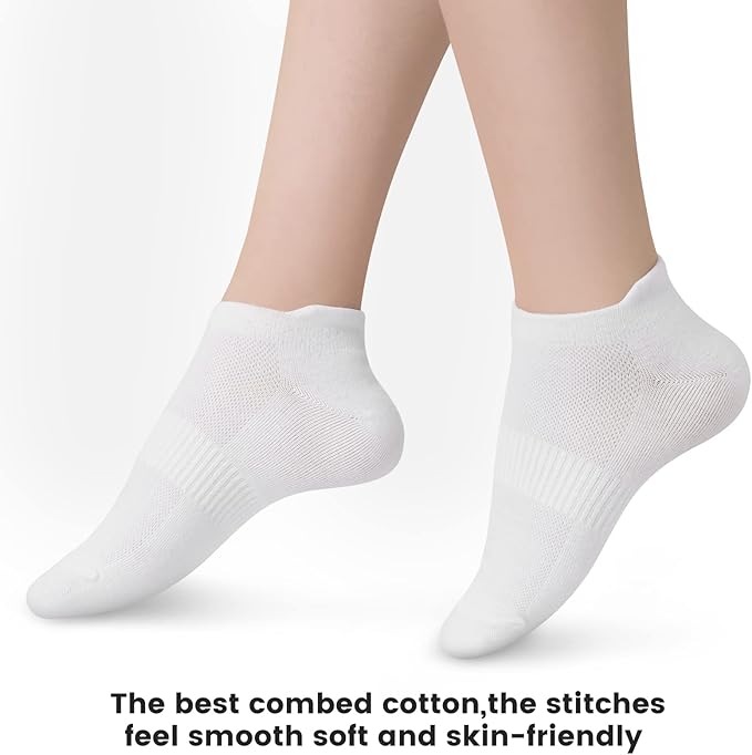 Sallking Women's Ankle Cotton Socks - Low Cut Athletic Running Soft Thin No Show White Socks With Tab 6 Pairs image 5