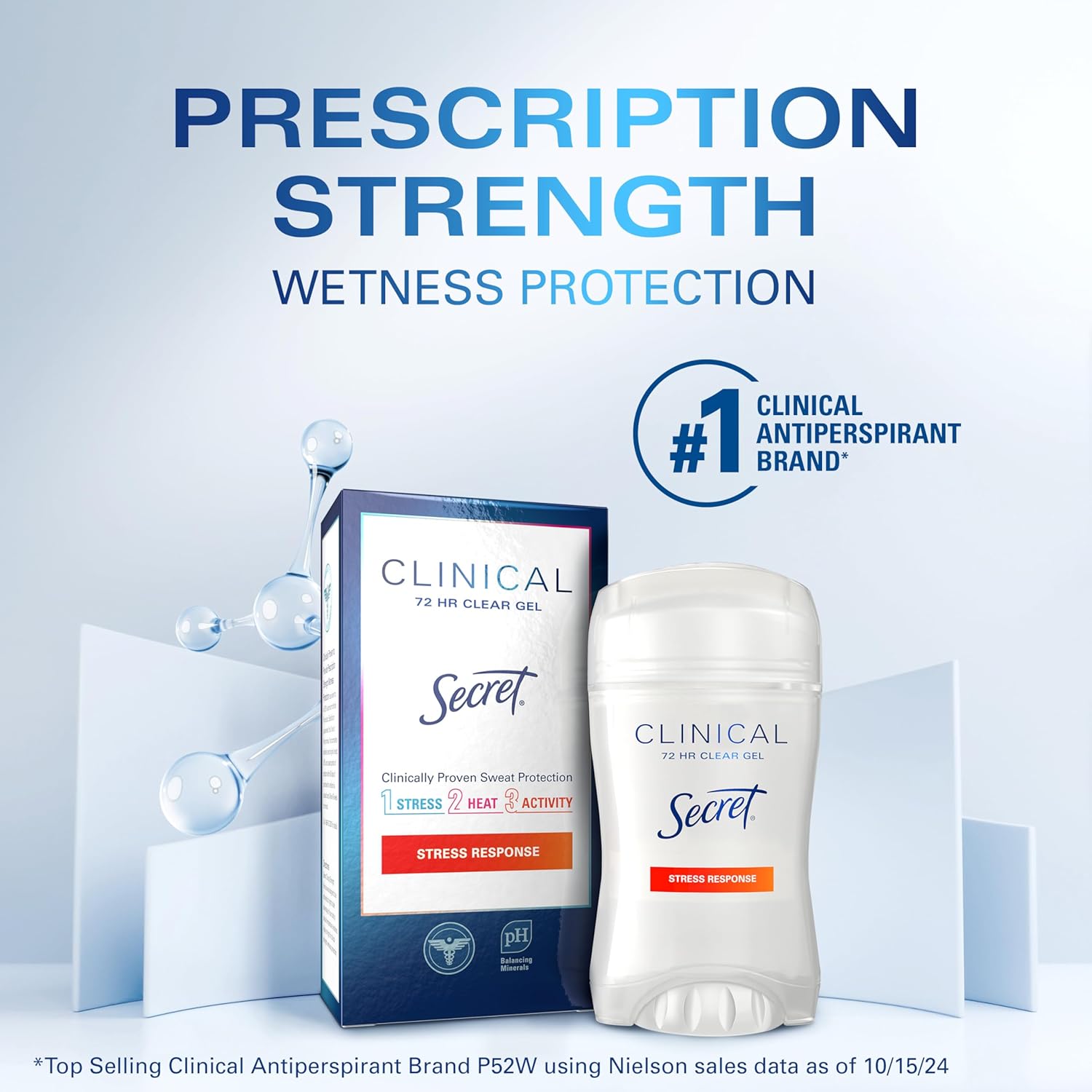 Secret Clinical Strength Antiperspirant Deodorant for Women, Stress Response, 3X Stress Protection, 72hr Sweat & Odor Protection, PH Balancing Minerals, Clear Gel, 1.6 oz image 4