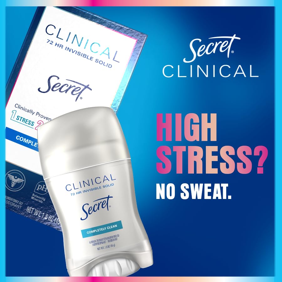 Secret Clinical Strength Antiperspirant Deodorant for Women, Stress Response, 3X Stress Protection, 72hr Sweat & Odor Protection, PH Balancing Minerals, Clear Gel, 1.6 oz image 7