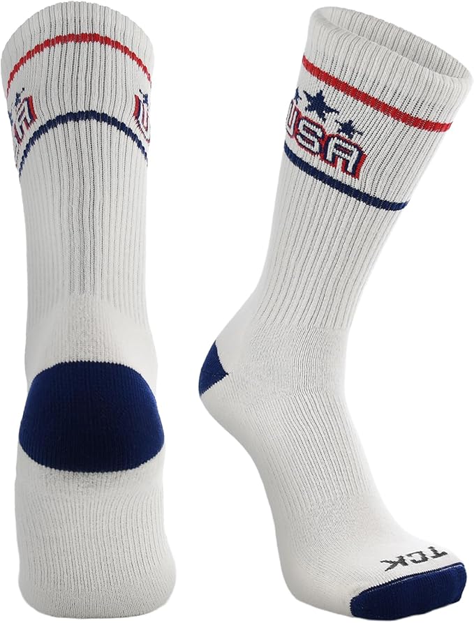 TCK Patriotic USA Crew Socks for Men & Women | American Flag Socks with Vintage Soft Cotton, Casual Comfort Style