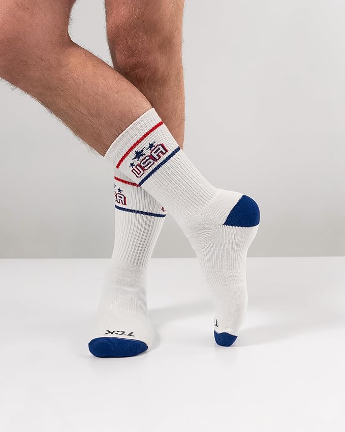 TCK Patriotic USA Crew Socks for Men & Women | American Flag Socks with Vintage Soft Cotton, Casual Comfort Style image 3