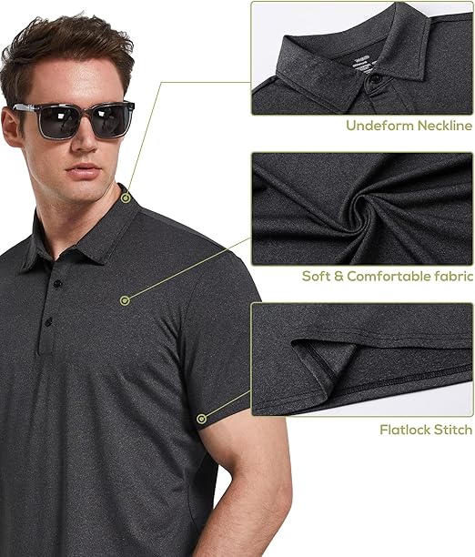 TELALEO 4/5 Pack Mens Polo Shirts Quick Dry Short Sleeve Golf T Shirt Performance Moisture Wicking Casual Workout image 4