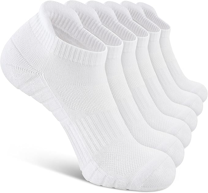 Uporee Low Cut Athletic Ankle Socks - Cushioned, Soft & Breathable, Anti-Blister Tab, 6 Pairs Men & Women