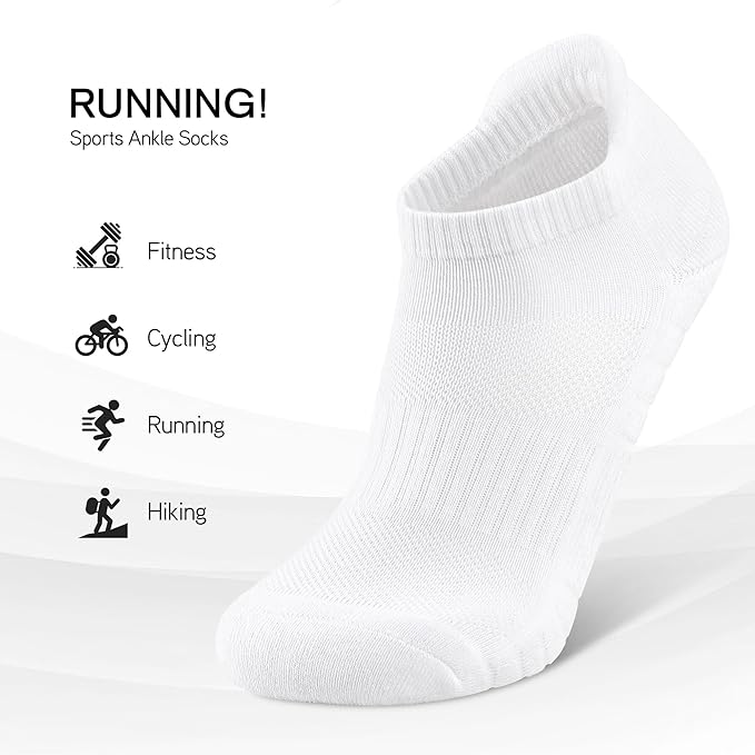 Uporee Low Cut Athletic Ankle Socks - Cushioned, Soft & Breathable, Anti-Blister Tab, 6 Pairs Men & Women image 3