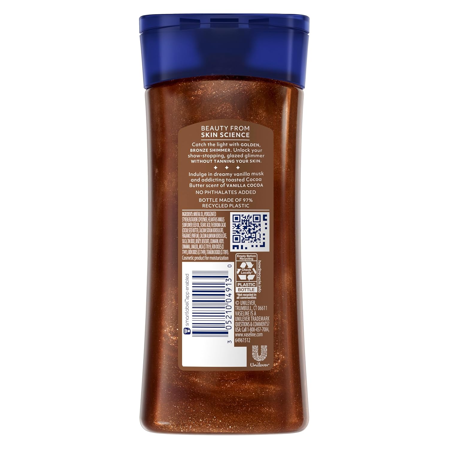 Vaseline Glazed and Glisten Sunlit Glow Body Gel Oil Vanilla Cocoa Shimmering with Ultra-Hydrating Lipids and 100% Pure Cocoa Butter, 6.8 Oz image 2