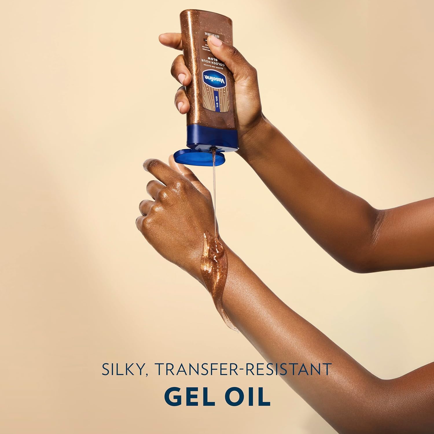 Vaseline Glazed and Glisten Sunlit Glow Body Gel Oil Vanilla Cocoa Shimmering with Ultra-Hydrating Lipids and 100% Pure Cocoa Butter, 6.8 Oz image 7
