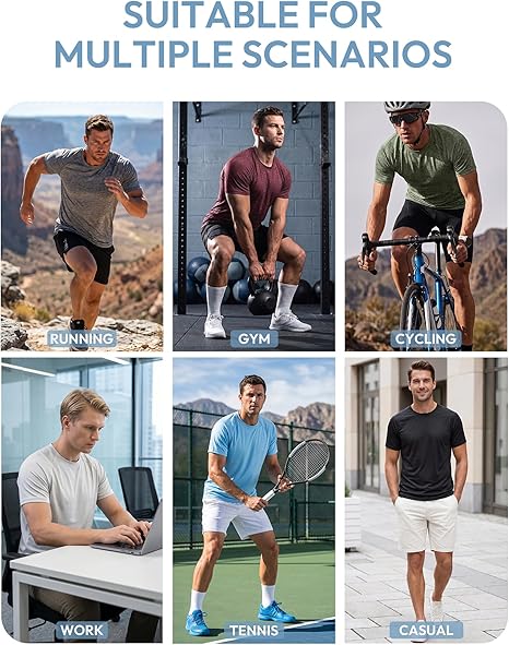 Workout Shirts for Men Short Sleeve Quick Dry Athletic Gym Active T Shirt Moisture Wicking image 5